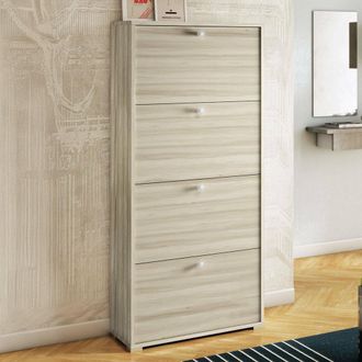 Dmora Zapatero Dmarcat, Mueble De Entrada Polivalente Con 4 Puertas Abatibles, Zapatero De Doble Profundidad, 100% Made In Italy, 67x28h147 Cm, Olmo - Dmora