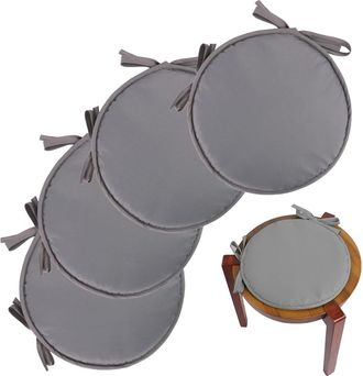 OEM Coj&iacute;n Redondo - 30 Cm - Para Silla Y Taburete - Uso Interior Y Exterior - Con Cintas Antideslizantes - Pack De 4