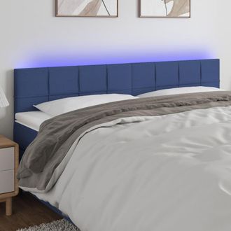 vidaXL Cabecero Con Led De Tela Azul 200x5x78/88 Cm Vidaxl