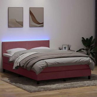 vidaXL Cama Box Spring Con Colch&oacute;n Terciopelo Rosa 160x210 Cm Vidaxl