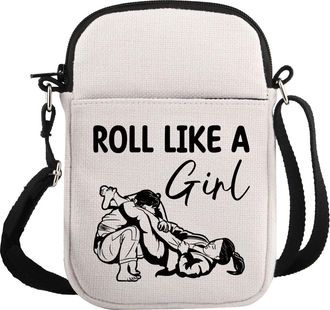 Generic PYOUL Jiu Jitsu Lover Gift Roll Like A G-irl Crossbody Bag Brazilian Jiu Jitsu Fan Travel Bag BJJ Martial Art Gift (Roll Like A G-irl CB)
