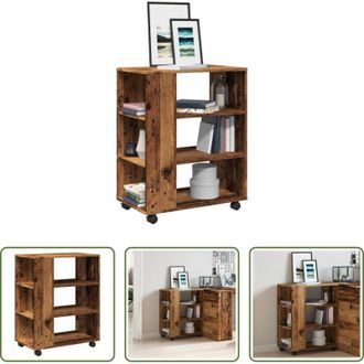 vidaXL Mobile con ruote - Mobiletto con Ruote Legno Antico 60x35x75 cm Legno Multistrato
