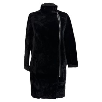 Maje Gibson Coat in Black Lamb Shearling