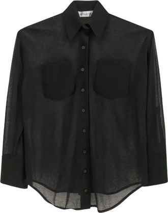 Victoria Beckham Pocket Detail Shirt - Dames - Overhemden - Zwart - M - Katoen - Overhemden
