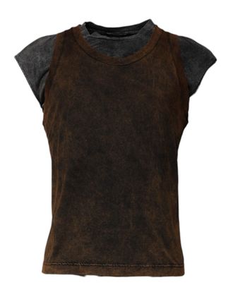 Dolce & Gabbana Mens Brown Cotton Round Neck Sleeveless T-Shirt