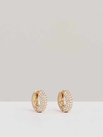 Reiss Womens Gold Tone Pav&eacute; Huggie Earrings
