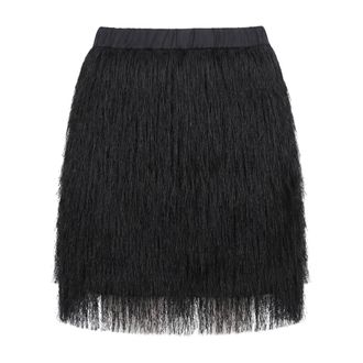 8pm Short Skirts, female, Black, Size: XS Gonna Barcellona con frange