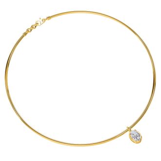 Diamond2Deal 18k Vermeil Plated Silver 1.25 Ct Oval Cut Lab Grown Diamond Pendant Necklace 18