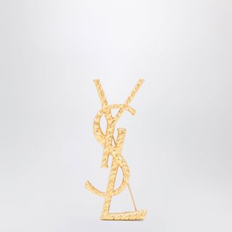 Saint Laurent Cassandre brooch in gold-plated metal