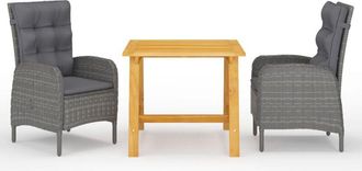vidaXL Juego De Comedor De Jard&iacute;n De 3 Piezas Gris Vidaxl