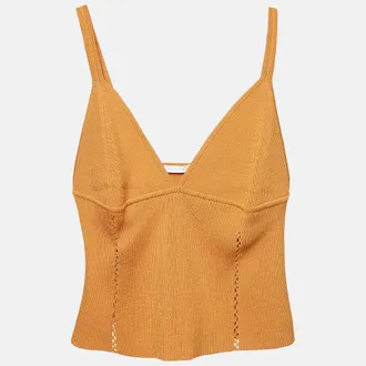 Jonathan Simkhai Jonathan Simkhai Brown Rib Knit Cut-Out Detail Crop Top