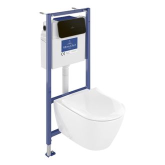 Villeroy & Boch Villeroy Et Boch Pack Inodoro Sin Borde Subway 2.0 Con Asiento + Estructura Viconnect Pro + Placa Negro Mate