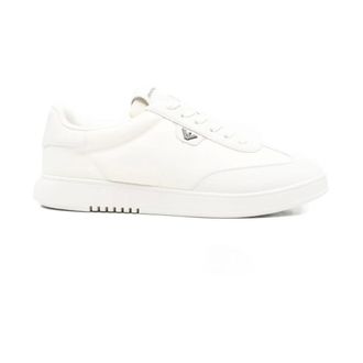 Emporio Armani Sneakers, male, White, Size: 12 US Nylon Sneakers with Leather Details