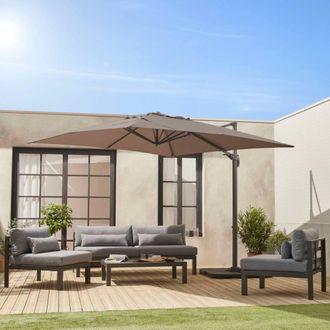 Sweeek 3x3m Square Cantilever Parasol With Cover Included in Brown