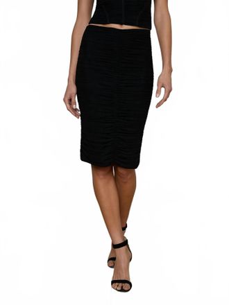 L'agence Isodora Mesh Midi Skirt In Black