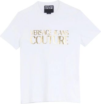 Versace Jeans Couture Logo Embossed Katoenen T-Shirt - Heren - T-shirts - Wit - 2XL - Katoen - Tops