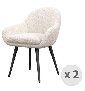 Moloo Silla en tejido rizo Crudo y patas metal negro (x2)