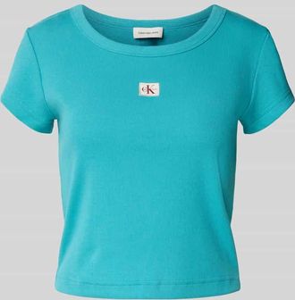 Calvin Klein Jeans T-Shirt mit Label-Badge in Tuerkis, Größe XS