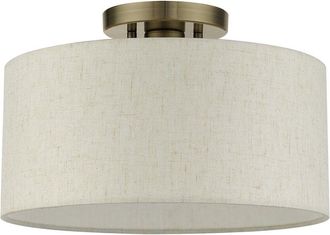 Livex Lighting 1 Light Antique Brass Medium Semi-Flush