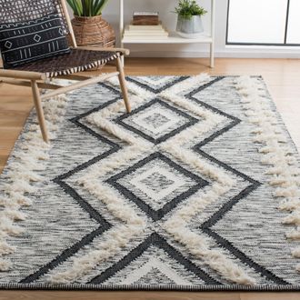 Safavieh Kenya Hand Made Area Rug, Ivory / Black Bohemian Style Non-Shedding