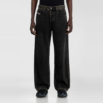 Diesel Relaxed Jeans Low Waist 2001 D-Macro, Black/Dark grey, Button fly