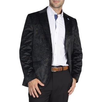 Tailorbyrd Black Velvet Two-Tone Metallic Paisley Sport Coat at Nordstrom Rack, Size 38R