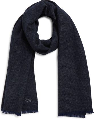 Robert Barakett Wool & Cashmere Herringbone Scarf in Navy at Nordstrom
