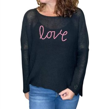 Wooden Ships Key West Love Cotton Sweater In Black/cherry Pastille