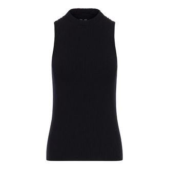 Rick Owens Sleeveless Tops, female, Black, Size: M Ribbed Crew Neck Sleeveless Top