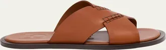 Loewe x Paulas Ibiza Mens Flex Crisscross Leather Slide Sandals