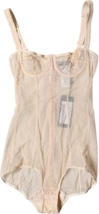 Dolce & Gabbana Beige Tulle Balconette Bodysuit - Dames - Corrigerend ondergoed - Beige - S - Nylon - Ondergoed