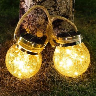 No Brand L&aacute;mpara Colgante Solar Para Jard&iacute;n, Hogar, Con Efecto Craquelado, Resistente Al Agua, Ideal Para Fiestas Y Decoraciones Navide&ntilde;as [paquete De 2, Luz A