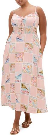 City Chic Billie Patchwork Pattern A-Line Dress in Postcard at Nordstrom, Size Xxxs