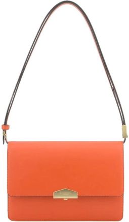 Pourchet Tassen, Dames, Oranje, ONE Size, Leer, Grote oranje schoudertas - van leer