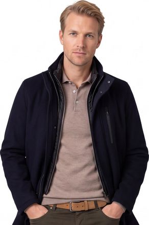 Bugatti Winterjas Bugatti Donkerblauw dubbele rits en knoop