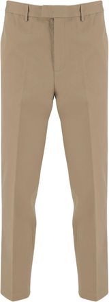 Emporio Armani Beige Straight-Leg Leather Detail Pants