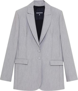 Patrizia Pepe Jassen, Dames, Grijs, M, Grijze Viscose Blazer met Twee Knoopsluiting