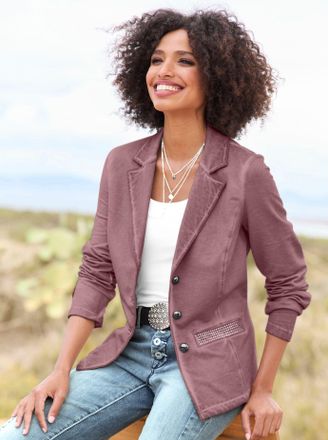 Heine Sweatblazer HEINE Sweatblazer, Damen, Gr. 34, bordeaux, 95% Baumwolle, 5% Elasthan, Blazer Sweatblazer