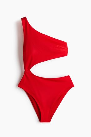 H&M One-Shoulder-Badeanzug mit wattierten Cups - Red