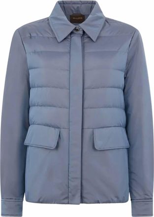 Moorer Womens Zip Hidden Button Closure Coat In Dark Blu