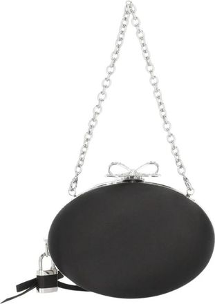 Self Portrait Satin Oval Clutch - Dames - Clutches - Zwart - ONE Size - Polyester - Tassen