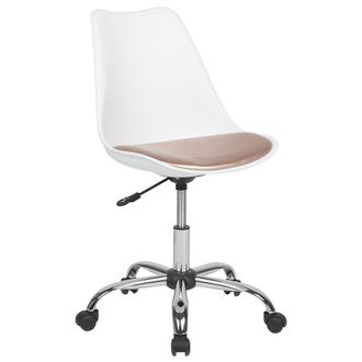 Beliani Beliani - Silla De Oficina Blanco Rosa Dorado Polipropileno Giratorio Acolchado Escritorio Dakota Ii
