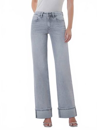 Flying Monkey Cuffed Denim Jeans In Grey