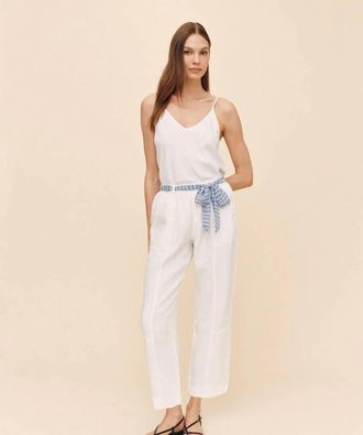 Bella Dahl Seam Pant With Printed Sash In White