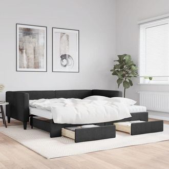 vidaXL Vidaxl - Furniture Limited - Sof&aacute; Cama Nido Con Cajones Tela Negro 100x200