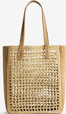 Khaite Shopper aus Wildleder und Bast Zoe Small