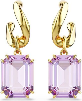 Swarovski Millenia Emerald Cut Crystal Drop Earrings in Purple at Nordstrom