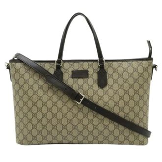 Gucci Pre-owned Tote Bags, female, Beige, Size: ONE SIZE Pre-owned GG Supreme Coated Canvas Tote Bag