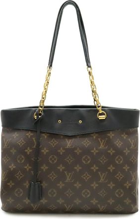 Louis Vuitton Monogram Black Noir Monogram Leather Tote Bag (Pre-Owned)