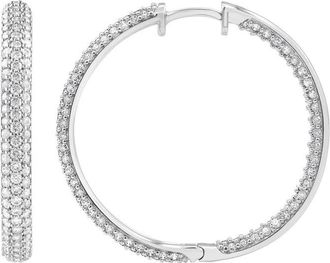 Grown Brilliance 14KT White Gold 3.00 Carat Lab Grown Diamond Hoop Earrings for Women